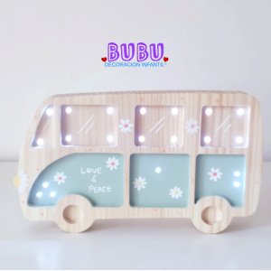 Floral Van Pine Wood Lamp