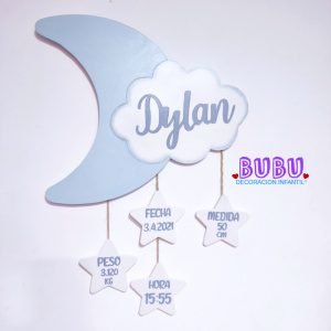 Moon and stars baby name plaque